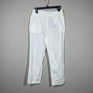 Les Canebiers Womens 38 Chino Pants White Ramie Cotton Blend Pull On Pockets